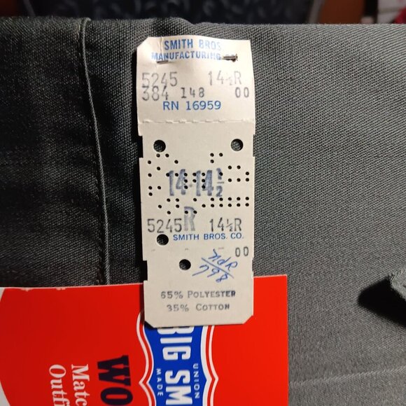 NOS SMALL 14.5 LS True Vtg 70s BIG SMITH SANFORIZED OG UNION MADE Work Shirt - Picture 5 of 5